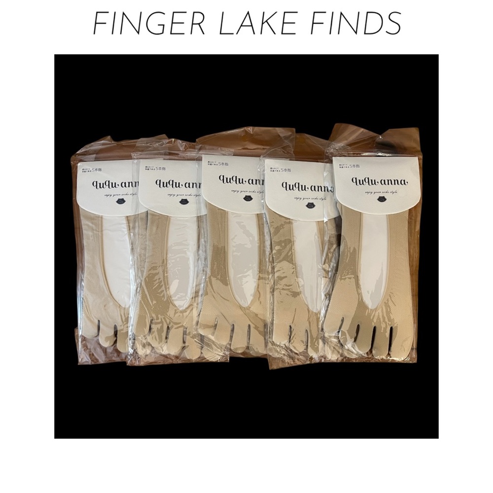 Five Pair New Beige No Show Toe Socks